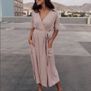 MOD REF Wrap MIDI Dress In Blush Pink Size Small